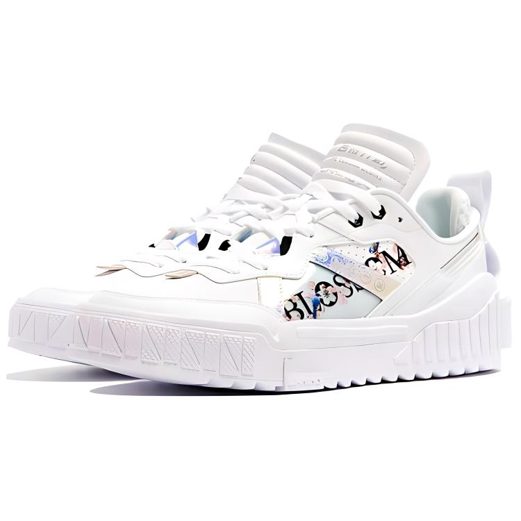 Li Ning 001 Unblock Abrasion Resistant Breathable Low top Skateboard Shoes Women's White AGCR346-1