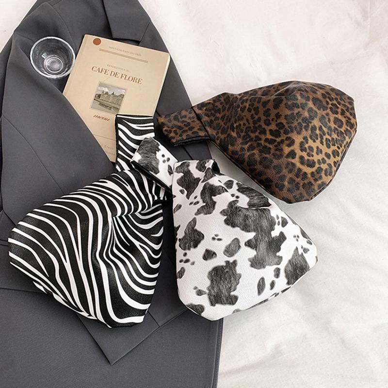 French Underarm Tote Bags for Women's Brown Leopard Handbag Clutch Bags Female Vintage PU Leather Shoulder Bags Versatile Casual KTB