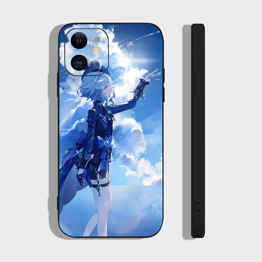 Furina Animation Game G-Genshin I-Impact Phone Case For IPhone 17 Air 16 15 14 13 Pro Max 11 12 Black Silicone Cover