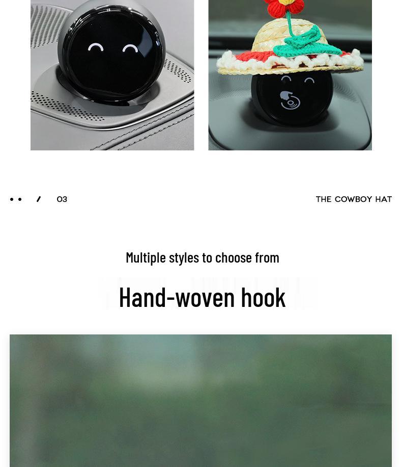 Handmade Woven Straw Hat for Weilai Nomi Robot - Car Interior Decoration for ES6/ES8