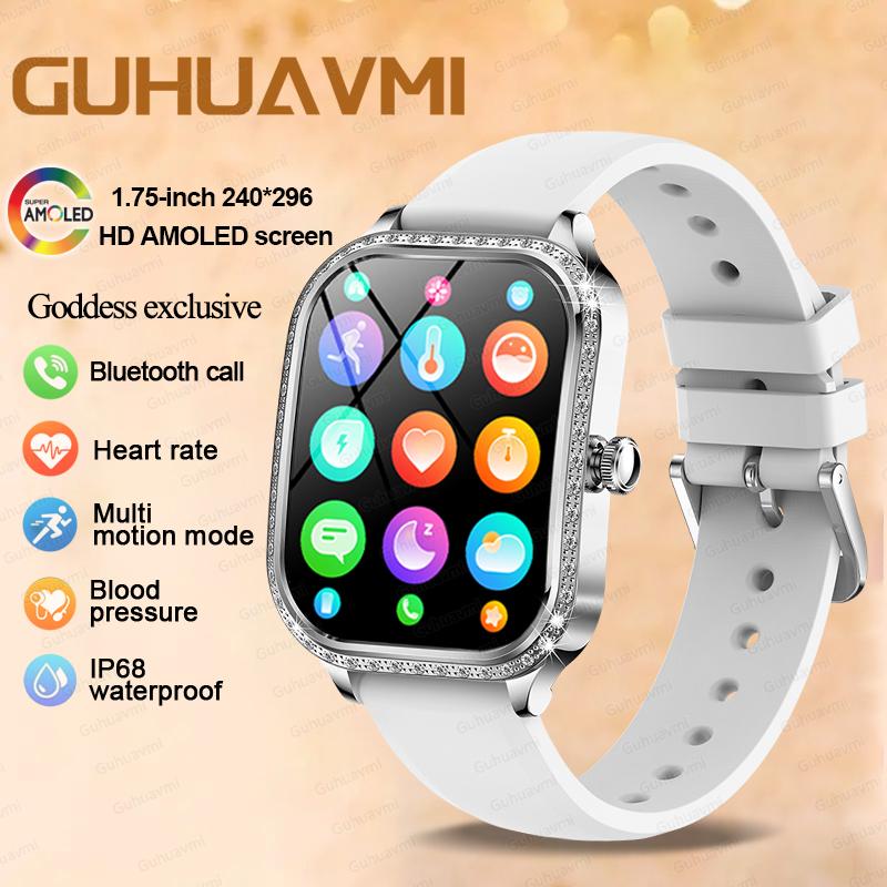 New Lady Fashion Smart Watch Women AMOLED HD Screen Heart Rate Bluetooth Call IP68 Waterproof Sports SmartWatch