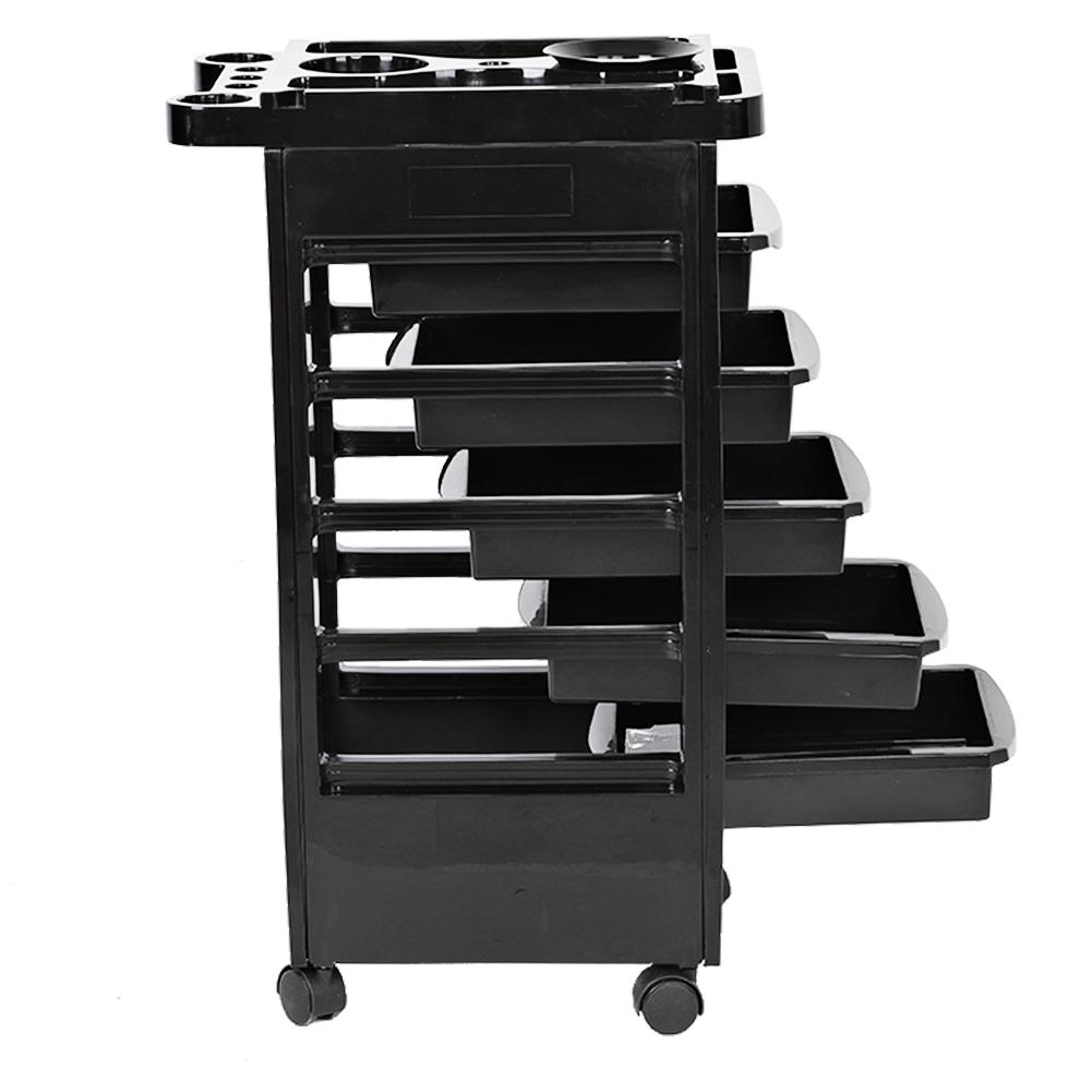 Hair Salon Instrument Storage Cart Adjustable Height Trolley Beauty Tools with 5 Drawers