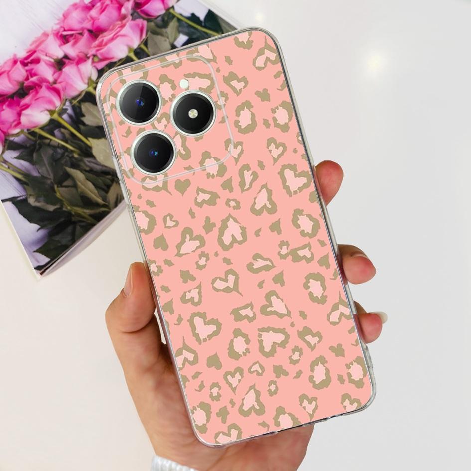For Realme C63 4G 2024 Case RMX3939 Cover Cute Love Heart Soft Clear Silicone Protective Cases For Realme C61 4G C 61 C 63 Funda