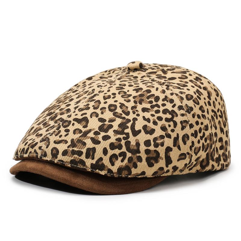 Leopard Print Newsboy Cap - New Style for Spring & Autumn, American Vintage Paperboy Hat