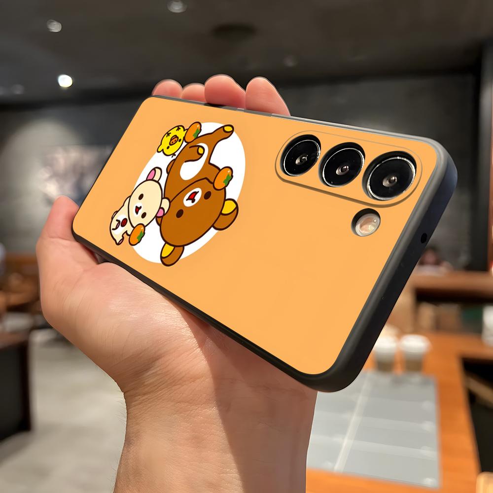 Cute R-RilakkumaS Phone Case For Samsung A56 A36 A26 A16 A15 A25 A35 A55 A14 A34 A24 A54 Black Soft Shell