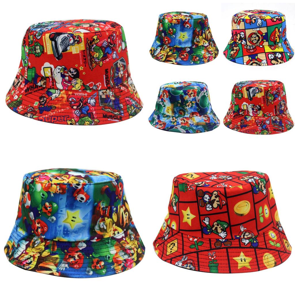 Super Mario Anime Game Mario Print Fisherman Hat Unisex Sunshade Bucket Hat