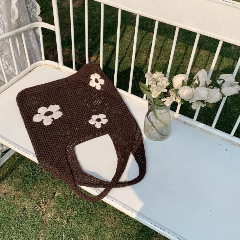 Knit Bag Summer All-in-one Large Capacity Shopping Bag Simple Woven Bag Mesh Hollowed Out Women's Shoulder Bag
