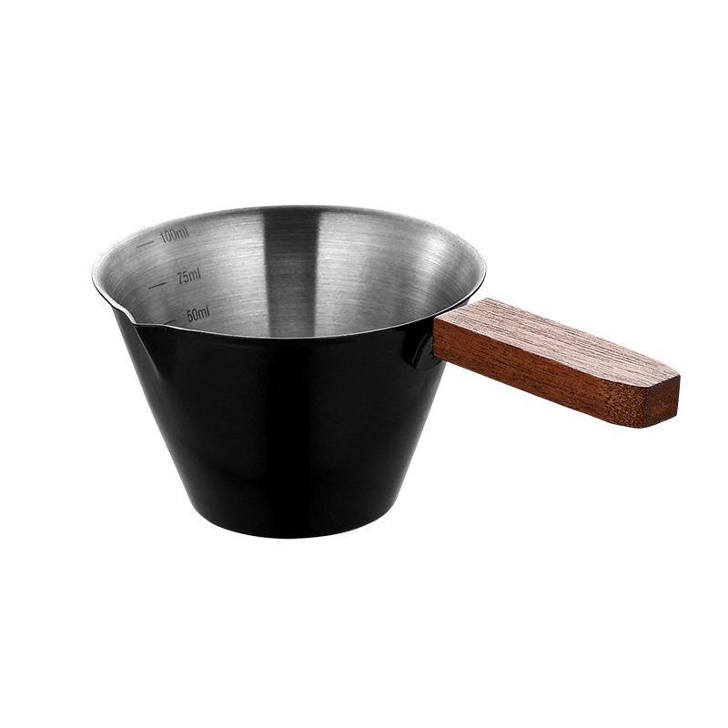 100ML Espresso Measuring Cup Stainless Steel Espresso Cup Wide Mouth V-shaped Pour Spout Coffee Mug With Handle Scale