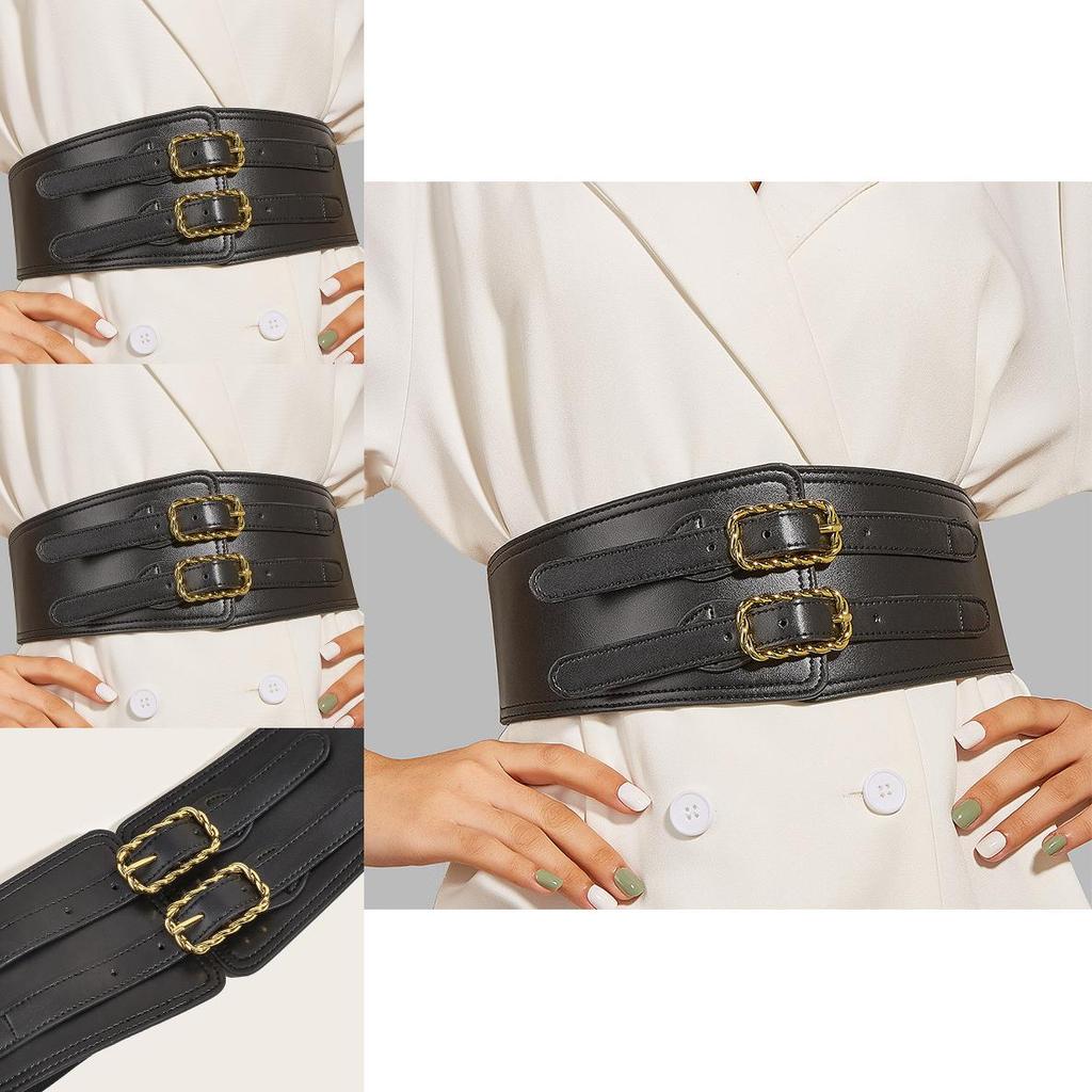 Retro Koreans Fashion Wide Waist Belt With Metal Buckle For Summer And Winter Outfits