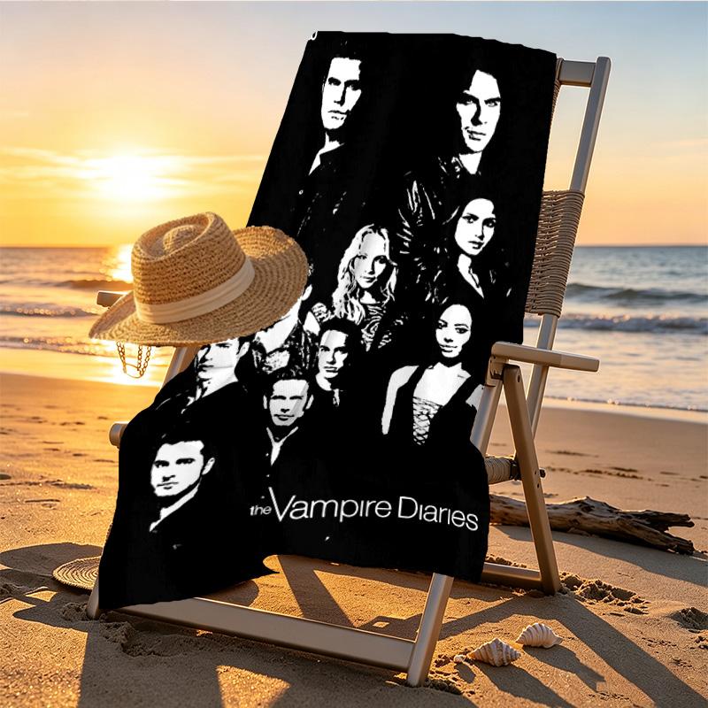 The Vampire Diaries Print Beach Towel Design, Soft, Lightweight. for Home Bathroom, Spa, Pool, Yoga, Surfing, Camping, Gift for Family, Friend
