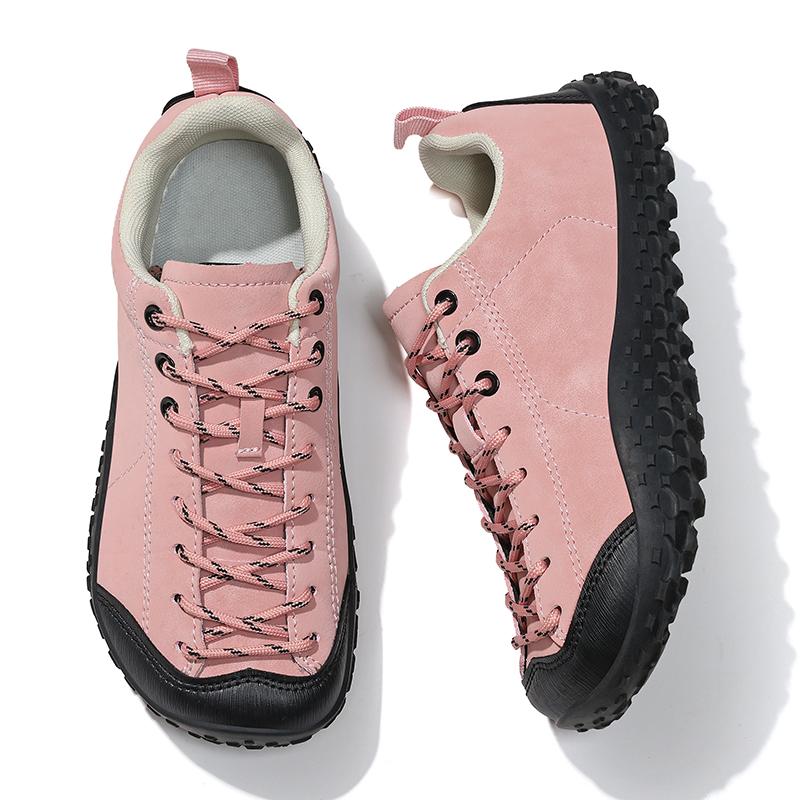Women Wide Toe Climbing Sneakers PU Leather Men Hiking Shoes Elastic Non-slip Cross-training Shoes Elastic Trekking Shoes