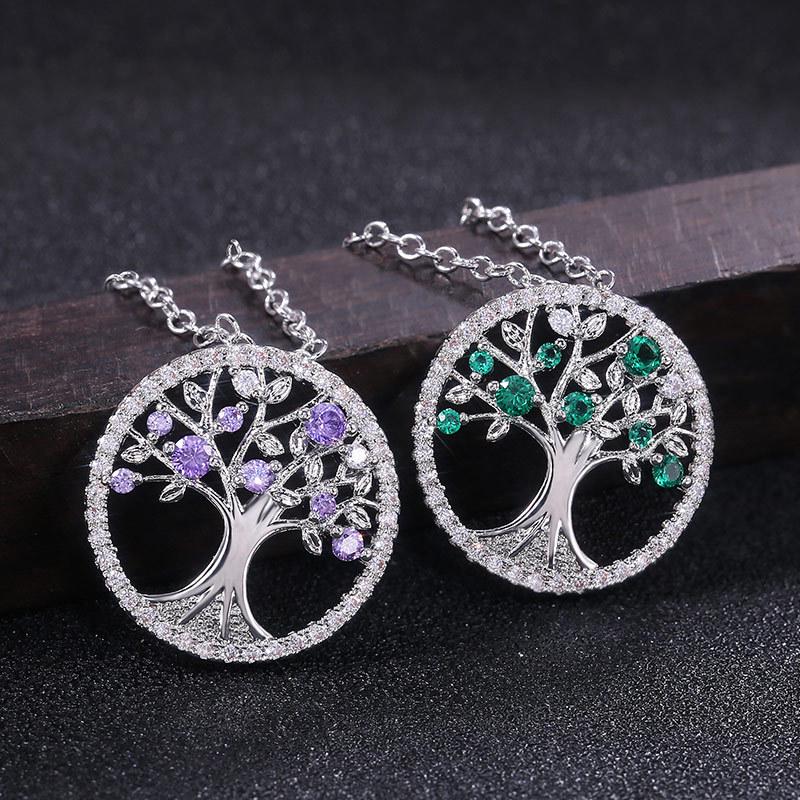 Veshon Tree Of Life Necklace - 925 Sterling Silver With Cubic Zirconia & Heart Birthstone Pendant - View #3