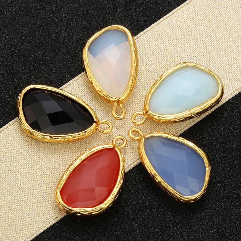 ZHUKOU 13x23mm Exquisite Brass Frame crystal solid pendant for Women necklace earrings jewelry accessories model:VD443