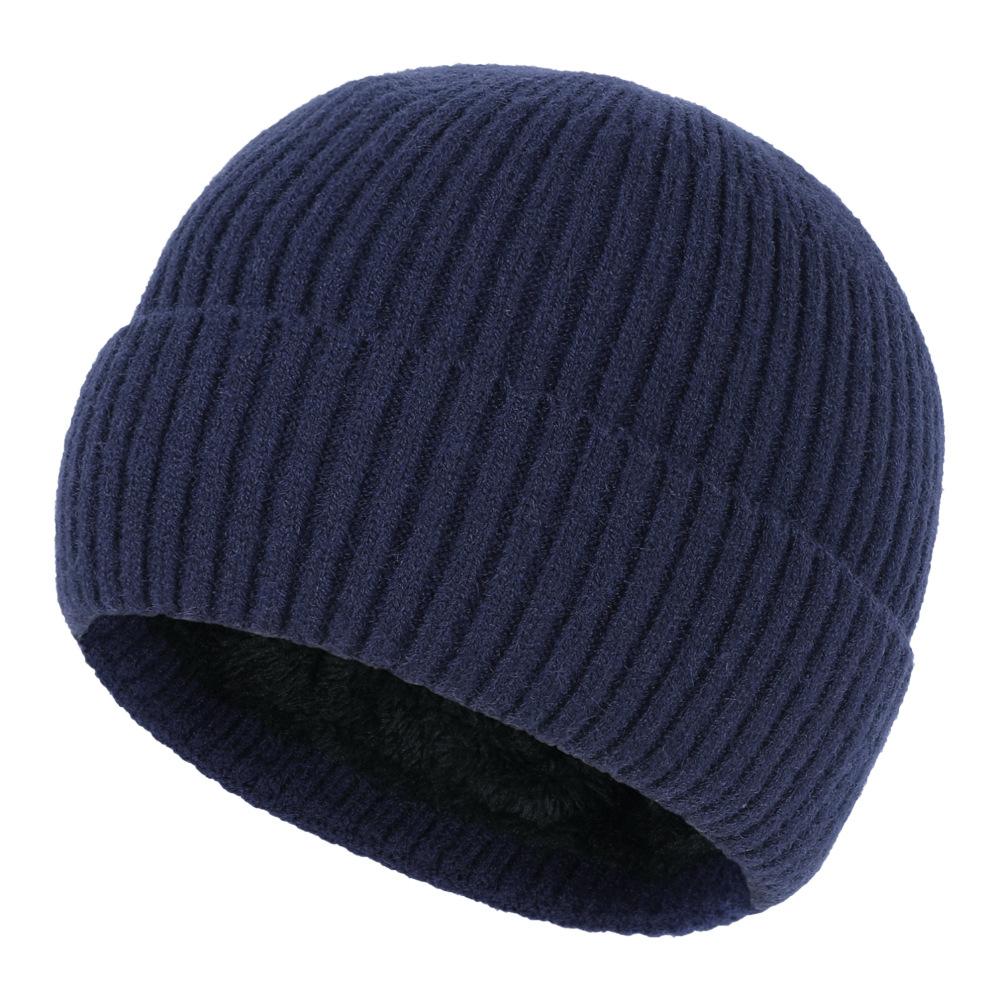 Autumn New Arrivals Unisex Fleece-Lined Hat Thickened Cold-Resistant Cotton Beanie Outdoor Travel Cycling Solid-Colour Beanie