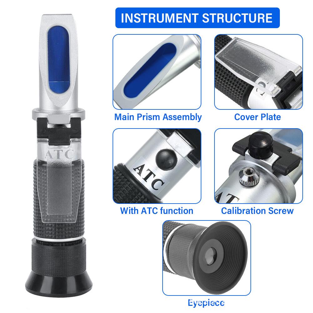 Handheld Refractometer: 0-40% Brix, 0-25% Alcohol for Fruit Wine Concentration Detection
