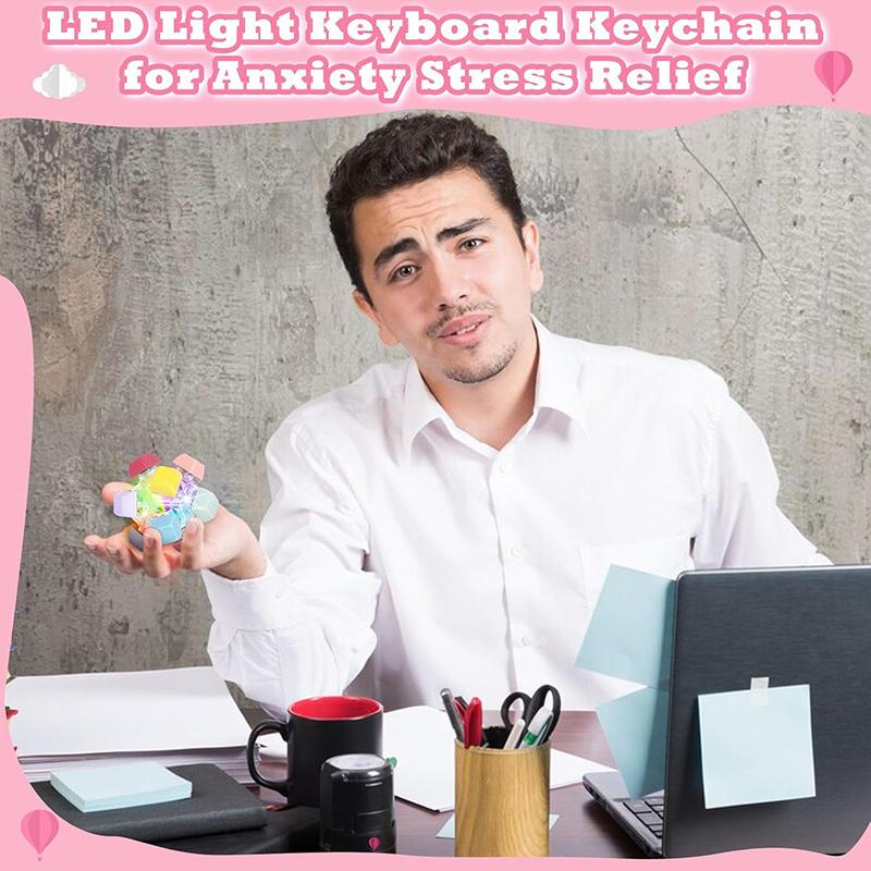 12 Key Flashing Light Fidget Roller Keyboard Ball Stress Reliever Finger Pressing Anti Stress Keycap Decompression Toy Gift