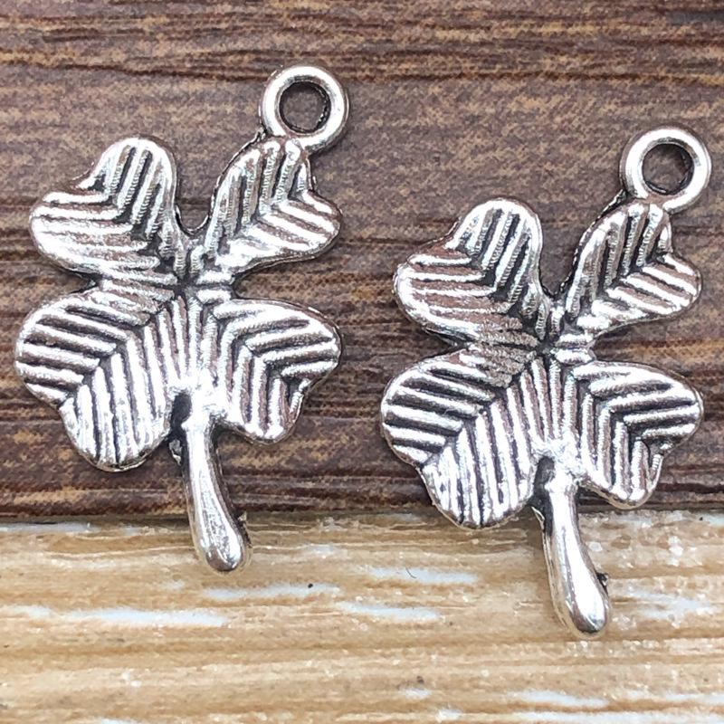 Подвеска в виде четырехлистного клевера из античного серебряного сплава для изготовления украшений своими руками.