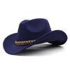 European and American popular belt buckle big edge curling top hat, western cowboy hat, woolen felt hat, jazz hat felt hat