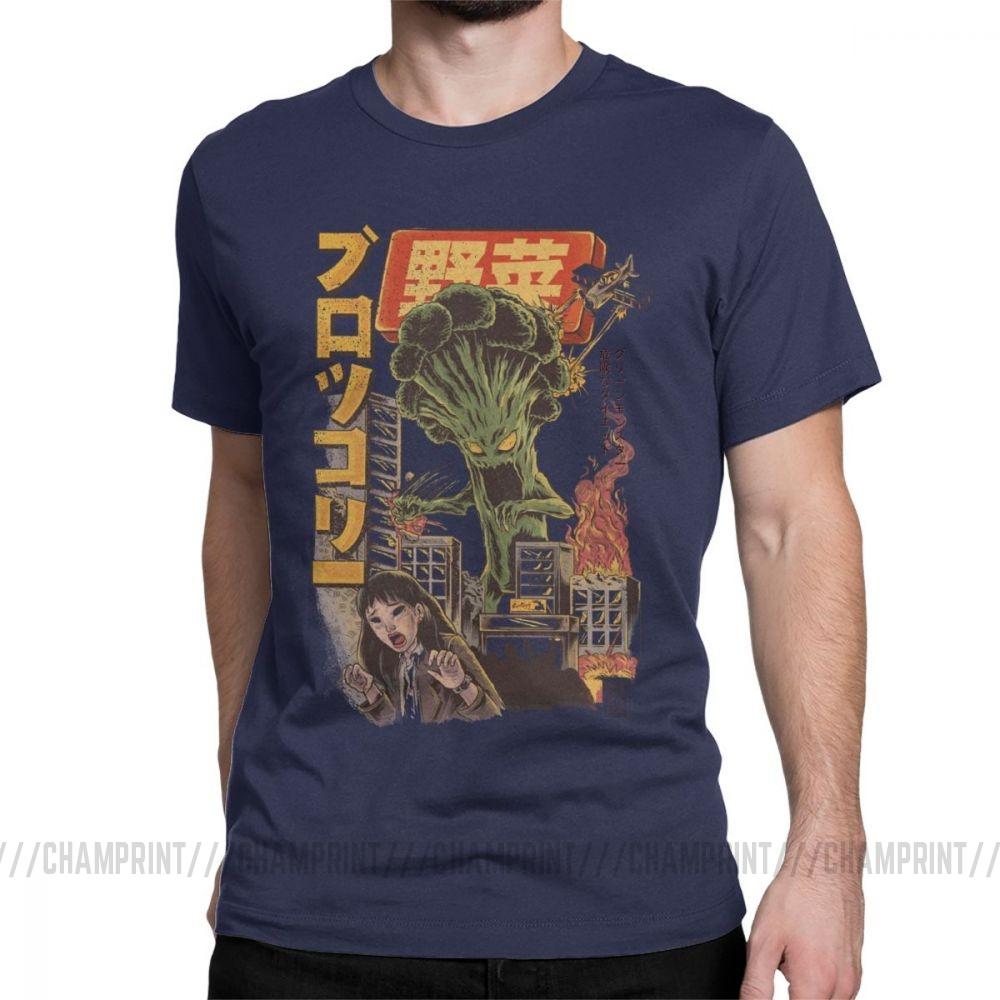 Giant Mushrooms Monster Clothes Demon Broccozilla T Shirts For Men Broccoli Funny Japanese Anime T