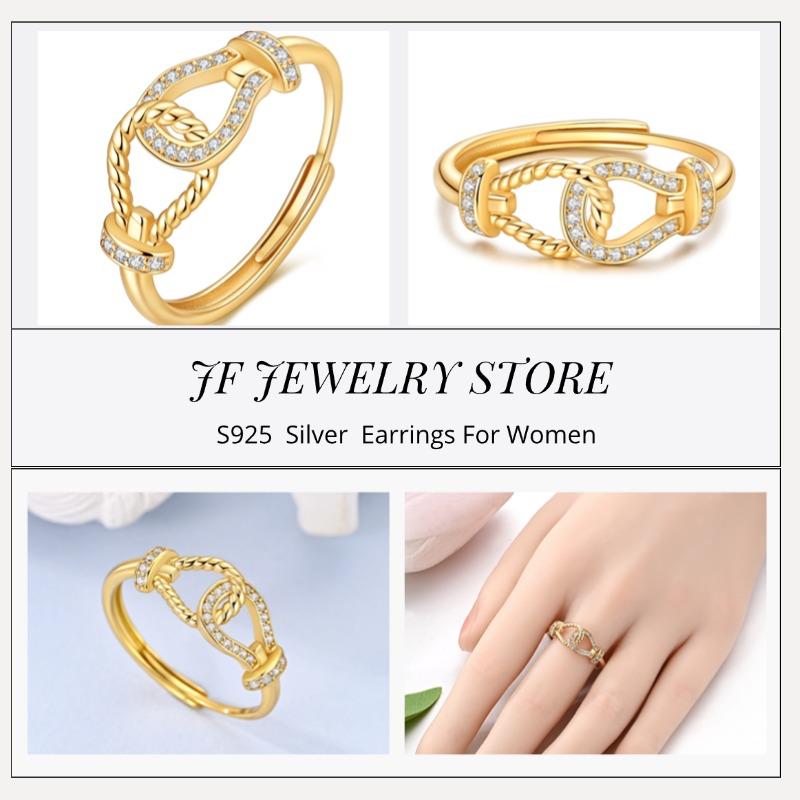 Free Size Ring For Women S925 Silver Original Blue Eyes Dragon Bee Shell Cherry Adjustable Rings Clover Chain Open Ring Jewelry