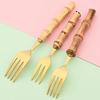 Set di posate con manico in bambù argentato da 20 pezzi Set di stoviglie in acciaio inossidabile 304 Coltello Forchetta da dessert Cucchiaio Stoviglie Posate da cucina