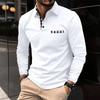 Camisa Polo de Manga Larga con Ribete a Cuadros, Elegante Top Casual para Hombre