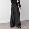 Hoge Taille Wijde Pijp Heren Pakbroek Casual Losse Rechte Pijp Pantalon Formeel Zakelijk Streetwear Zwarte Broek