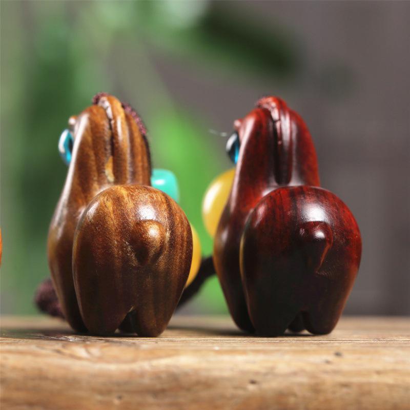 Zodiac Horse Rosewood Pendant with Green Sandalwood and Redwood Charms Keychain
