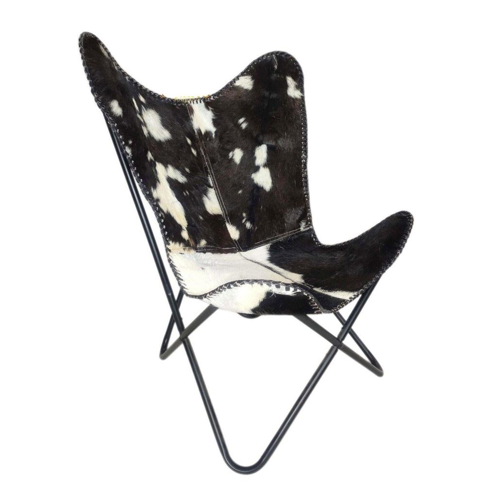Arm Chair Butterfly Chair,Black & White Goat Hair Comfortable Chair