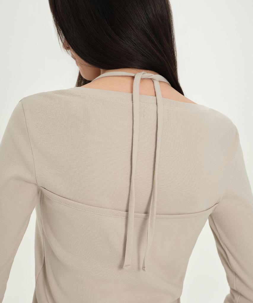 MUSINSA STANDARD WOMAN Women'S Halter String Layered Long Sleeve T-Shirt [Mushroom]