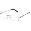 2PCS Ladies' Fashionable Square Frameless Metal Frame Glasses Trendy Transparent Lens Glasses