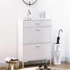 Shoe Cabinet 12 Pairs Narrow Shoe Cupboard 2 Flip Drawers And 1 Drawer 75 X 26 X 110 Cm White