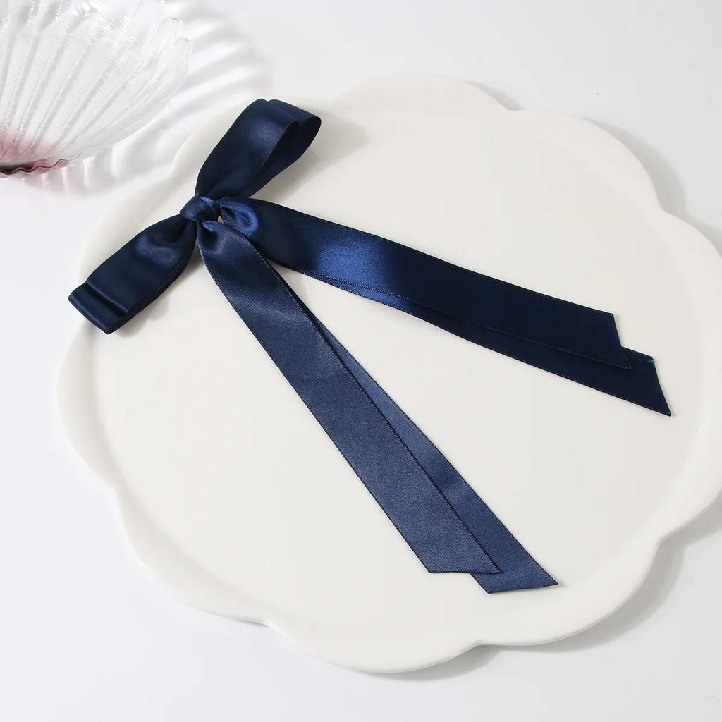 Women Elegant Bow Ribbon Hair Clip Fashion Solid Satin Clips Simple Bowknot Hairpins Barrettes Hair Accessories for Girls