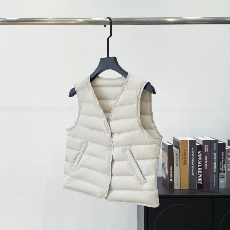 Womens Short Lightweight Down Vest V-Neck Sleeveless Inner Wear Winter Daily