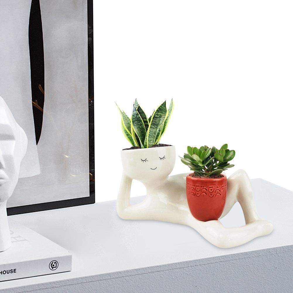 Lazy Guy Planter Lazy Little Character Flowerpot Relaxing Person Holding Pot Planter Funny Plant Pots for Home Garden Decor