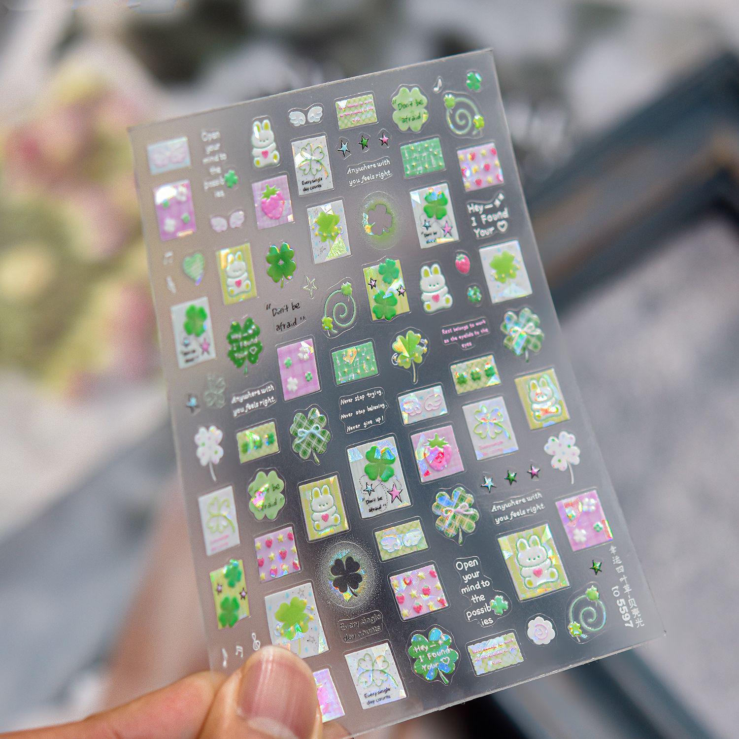 Tomoni Shell Light Lucky Four-Leaf Clover Nail Art Stickers - Fresh Style Decorative Nail Stickers