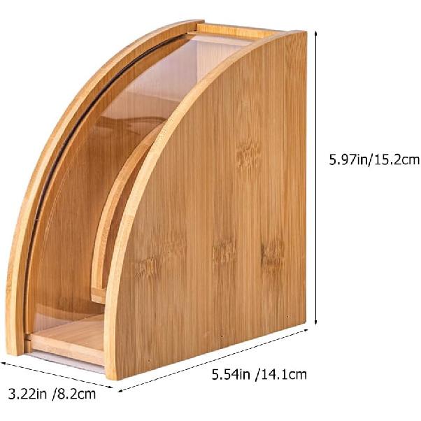 DECHOUS Coffee Filter Holder, Coffee Paper Storage Container for #1#2 V 60 Coffee Filters Bamboo Coffee Filter Paper Dispenser Rack with Dustproof