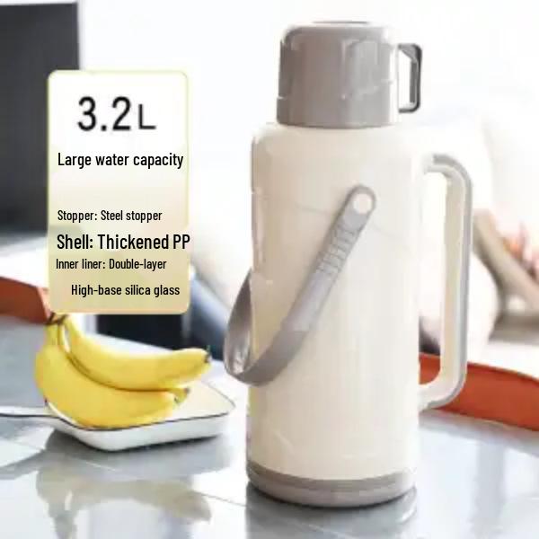 

Thick-Walled Large Capacity Glass Liner Thermos Bottle for Home or Dorm Use 3.2L