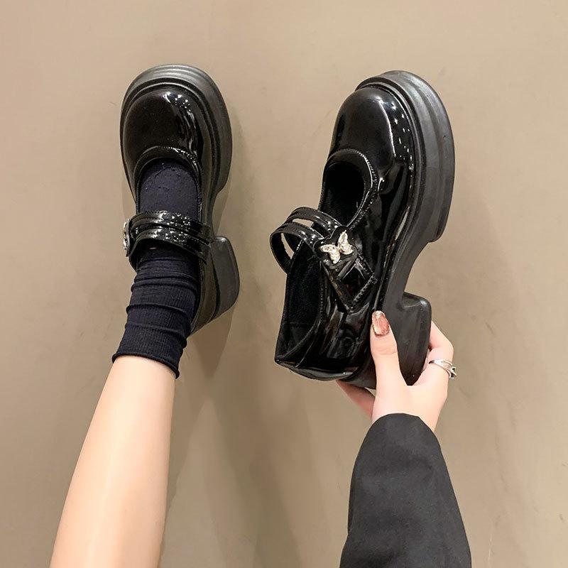 Japanese with Skirt Jk Uniform Shoes Shallow Mouth Thick Sole Mary Jane Single Shoes Women's Autumn New British Style Small Leather Shoes