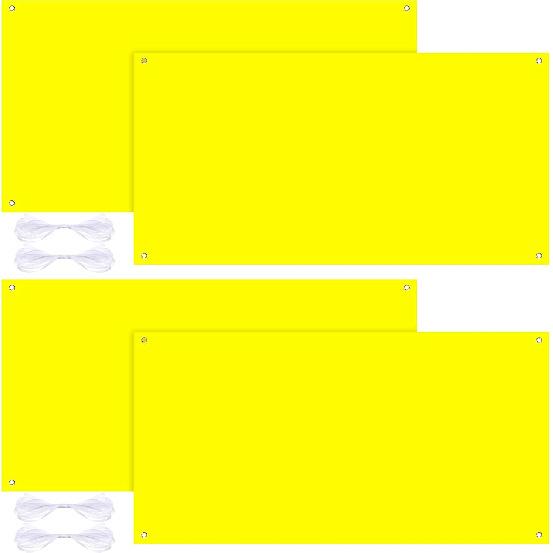 4 Pcs Large Blank Polyester Sublimation Banner 3 x 6 Feet With Hanging Ropes - Paintable Easy Hang Signs for Indoor Wall, Outdoor Party Display,