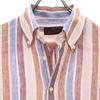 Etro Made In Italy Linen Blend Striped Pattern Short Sleeve Button Down Shirt Men's Used