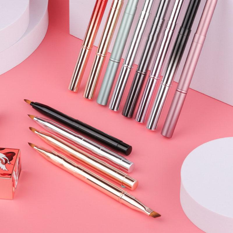 Retractable Lip Makeup Brush Lipstick Lip Gloss Brush Telescopic Dual Use Lip Eyeshadow Brush Beauty Tool With Protect Cap