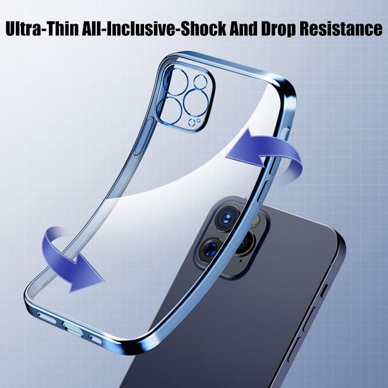 Coque de Luxe Transparente Pour iPhone 14 13 12 11 15 Pro Max Mini Carrée Silicone Souple X XR XS Max 8 7 Plus Coque Arrière Transparente