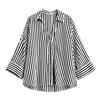 Women's Striped Lapel Button Down Long Sleeve Blouse Loose Fit for Work