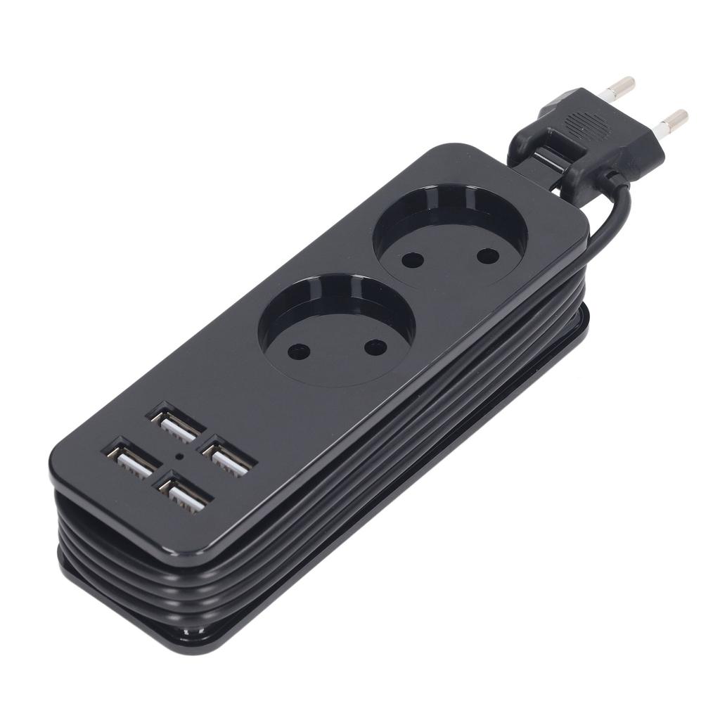 Régua de Energia 1200W 10A 2 Tomadas Redondas 4 Portas USB Tomada de Energia para Telefone Laptop