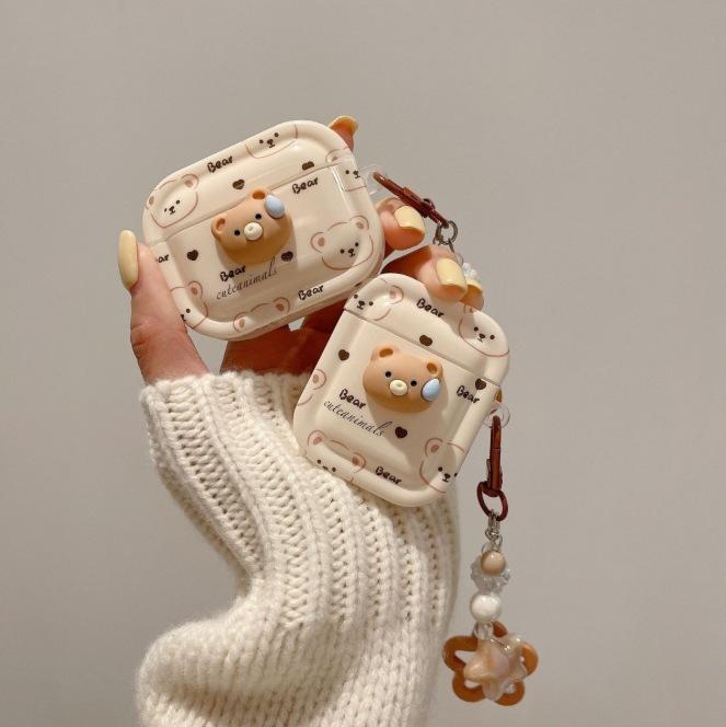 Stereo bear for apple AirPods 1 /1 earphones protective case wireless bluetooth case pro1 second and third generation new models