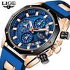 Lige 8908 Design Herren Quarzuhren Großes Zifferblatt Chrono Wasserdicht Herren Business Mode Lässig Original Armbanduhr für Männer
