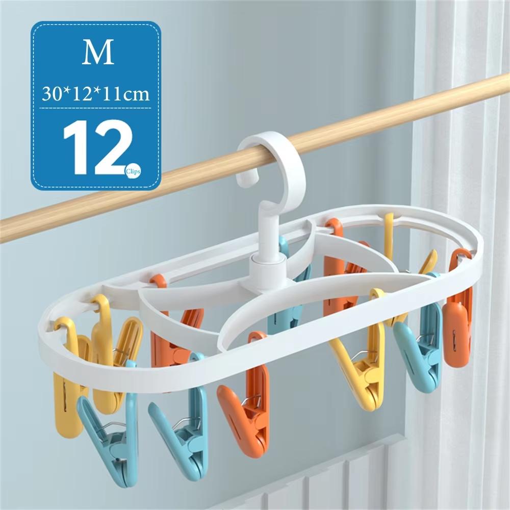 

12/28 Clips Folding Clothes Dryer Hanger Windproof Socks Underwear Drying Rack Household Children Adults Storage Laundry Rack