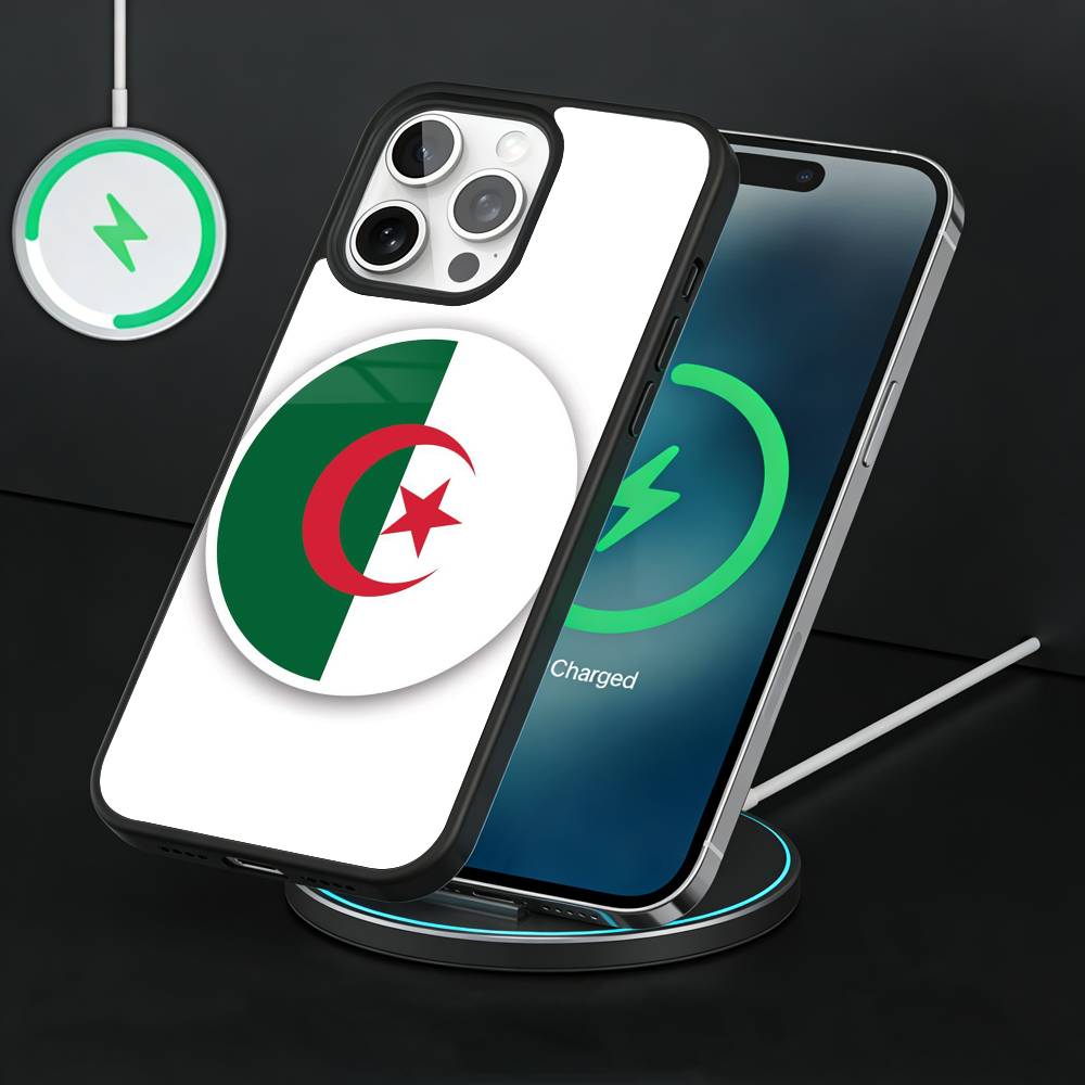 Algeria Flag Phone Case For iPhone17,16,15,14,13 Plus,Pro Max Magnetic For Magsafe Wireless Charging iPhone11PRO