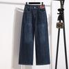 DIMANAF 2026 Autumn Winter New Plus Size Women Jeans Elastic Waist Denim Casual Loose Lady Long Pants Blue